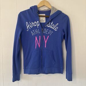 Aeropostale Hoodie Women’s M Blue/Purple Full Zip Jacket Y2K Mallcore 2000s Soft